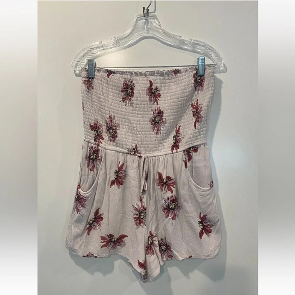 Band Of Gypsies‎ Bandeau Floral Romper Pockets Womens Size Large (1447) - Picture 5 of 8